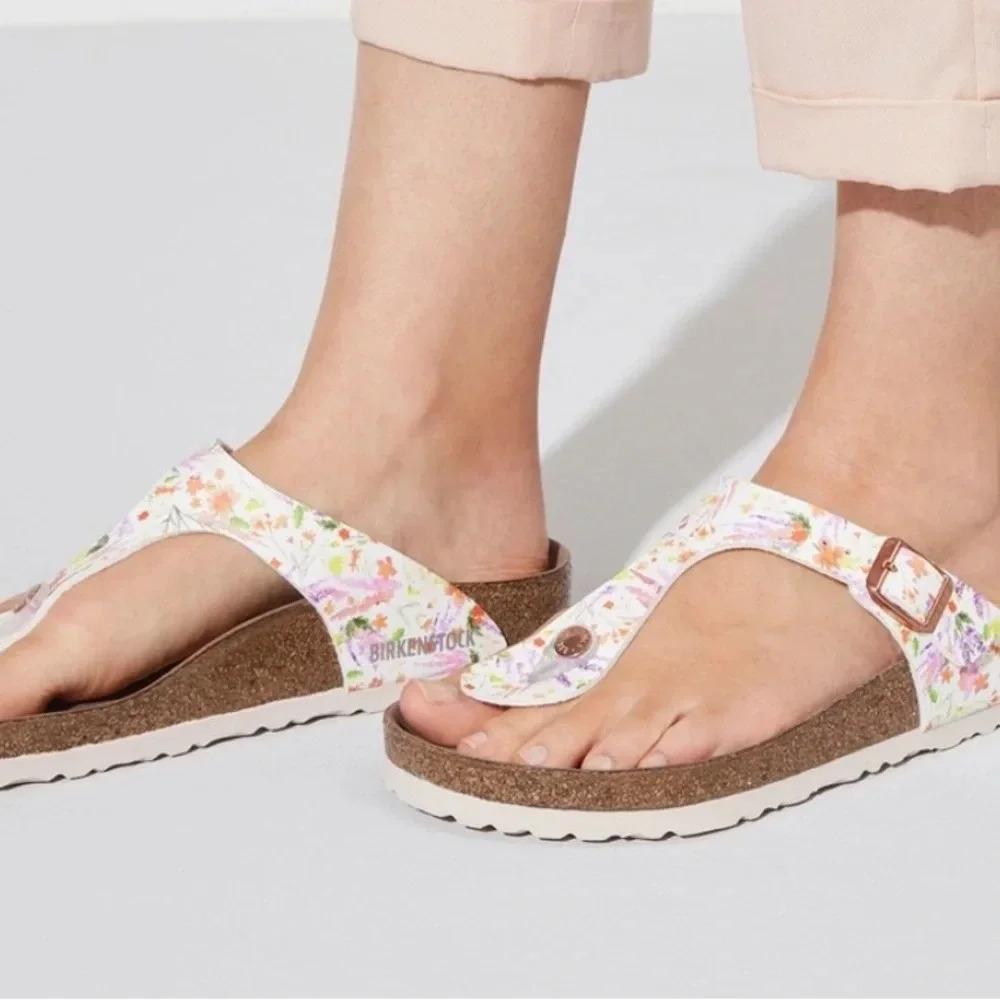 Birkenstock Gizeh vegan leather floral print sandals size 37. - Picture 7 of 8